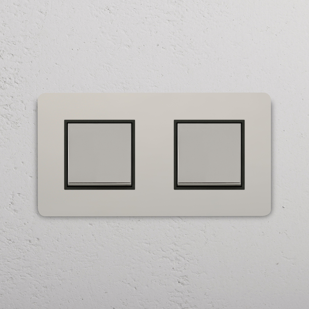 Grove Double 2x Rocker Switch - Polished Nickel | Black