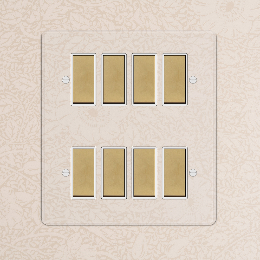 8G Two Way Rocker Switch - Clear Antique Brass | White