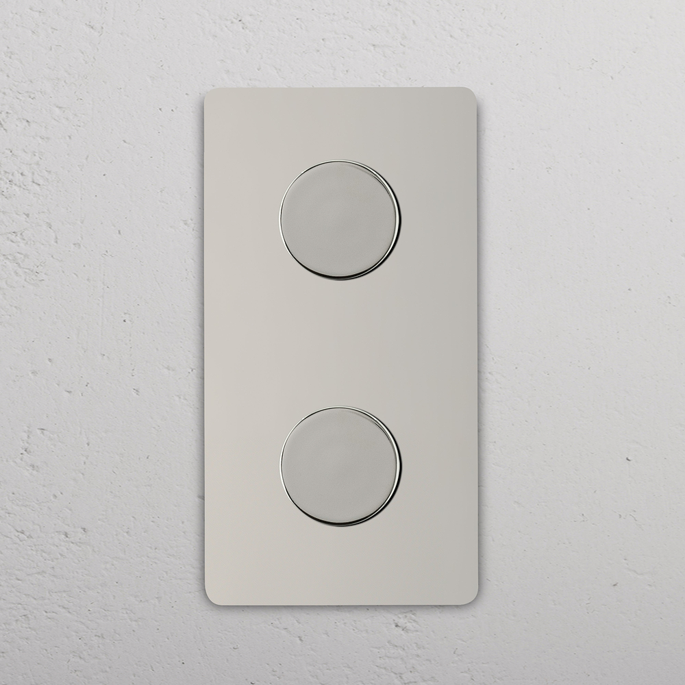 Grove Double 2x Vertical Multiway Dimmer Switch - Polished Nickel