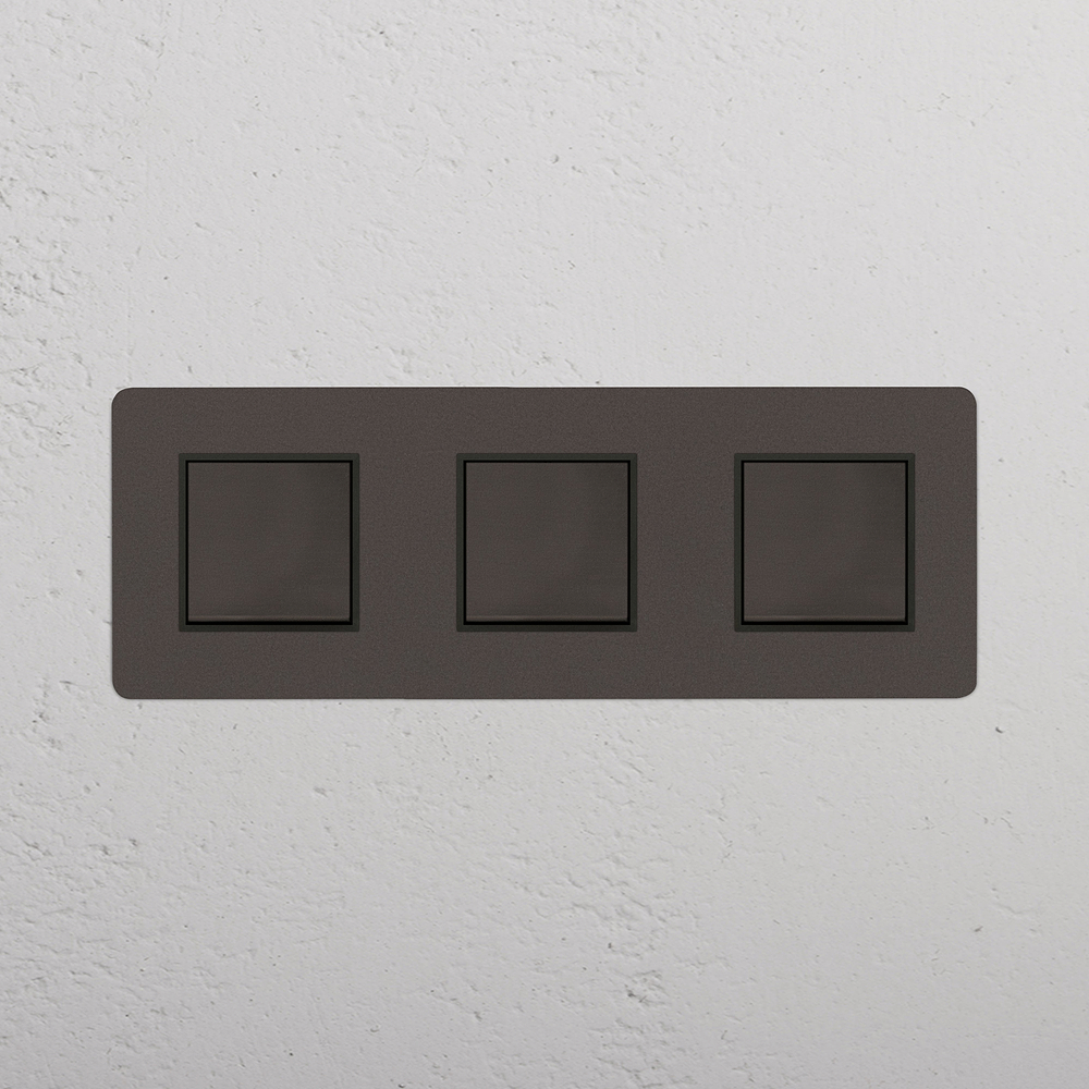 Kew Interruttore a Bilanciere Triplo 3x - Bronzo | Nero