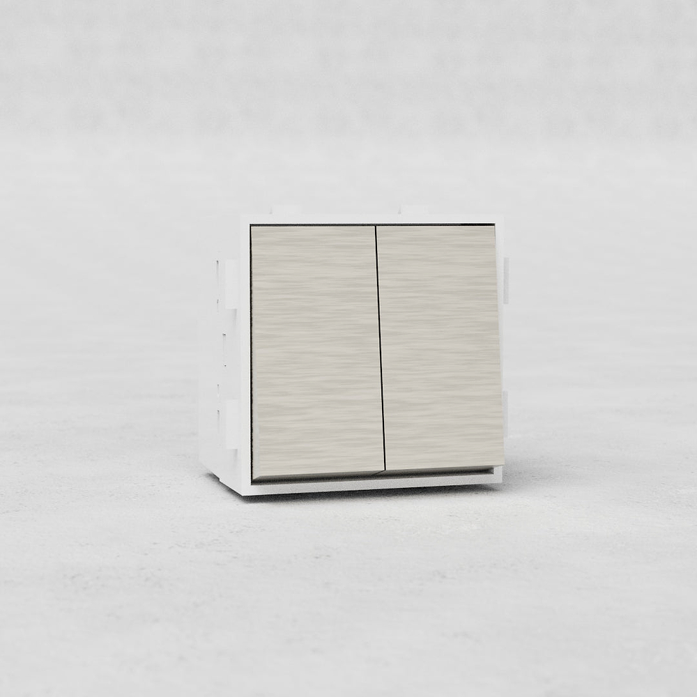 Double Two Way Rocker Switch – Satin Nickel | White