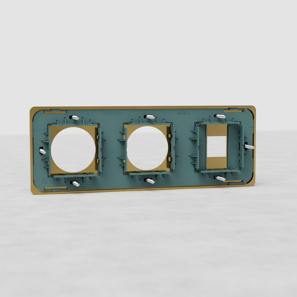 Grove Triple Keystone & 2x Socket Plate - Antique Brass