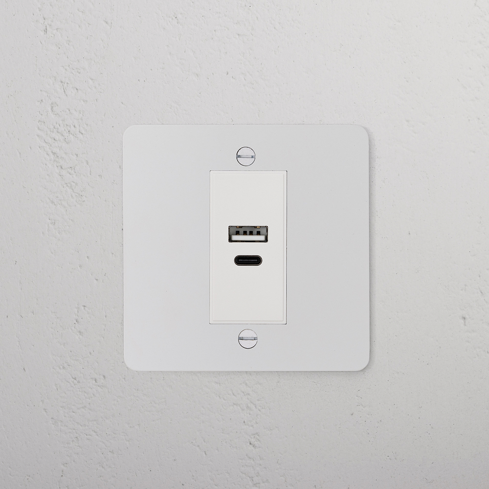 Single USB-A+C Socket - Paintable | White