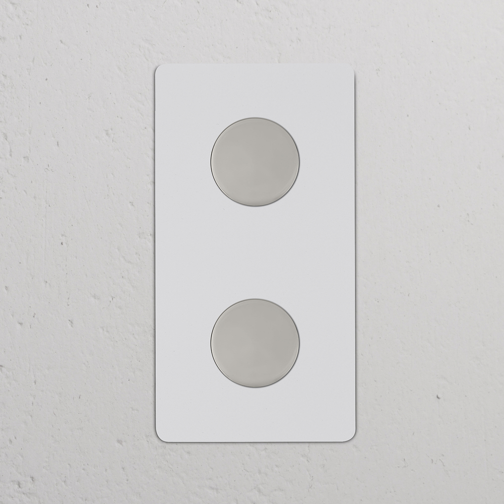 Kew Double 2x Vertical Dimmer Switch - Paintable Polished Nickel