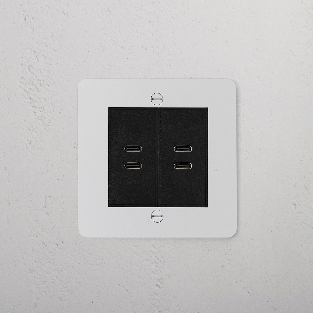 Single 2x USB-C+C Socket - Paintable | Black
