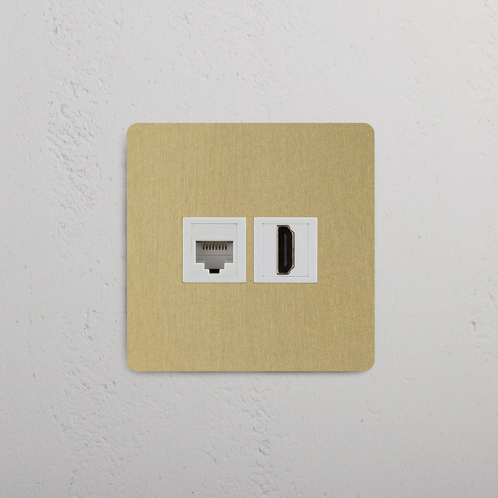 Kew Tomada RJ45 & HDMI individual - Latão Antigo | Branco