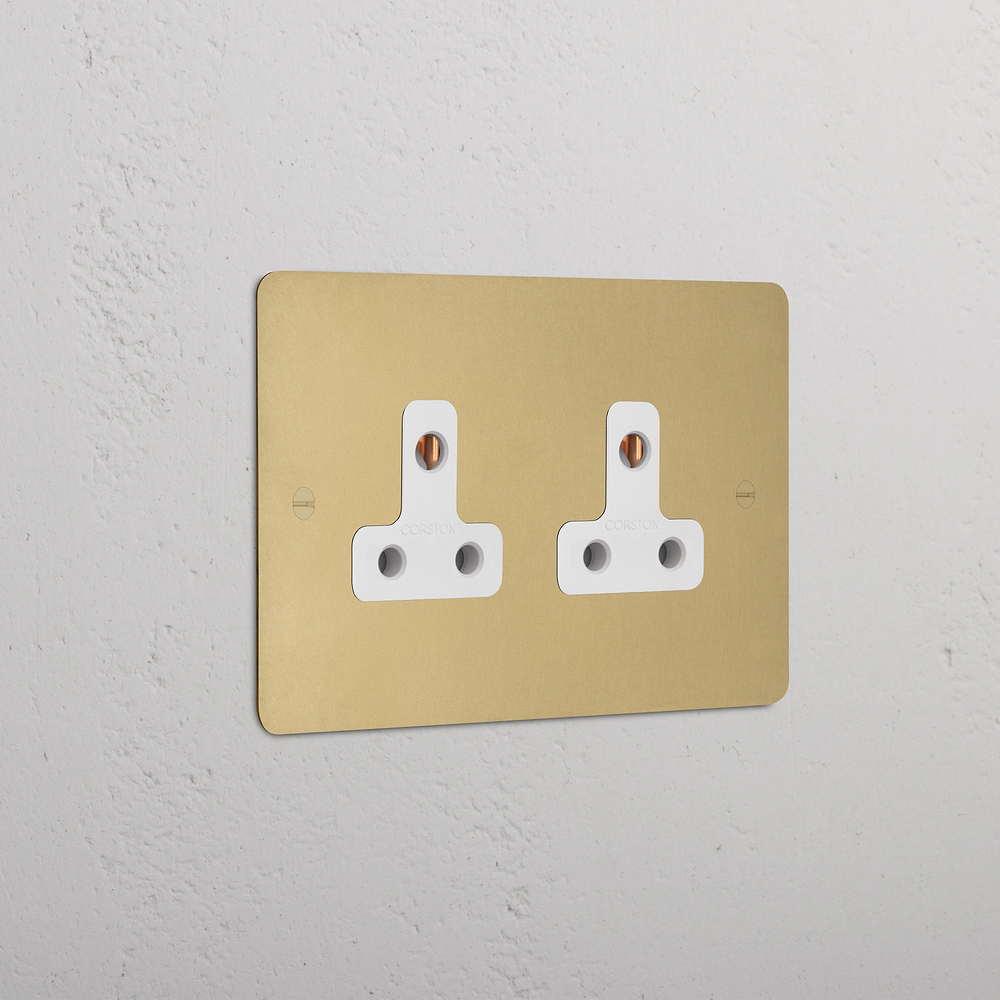 Double 2x 5A Light Socket - Antique Brass | White