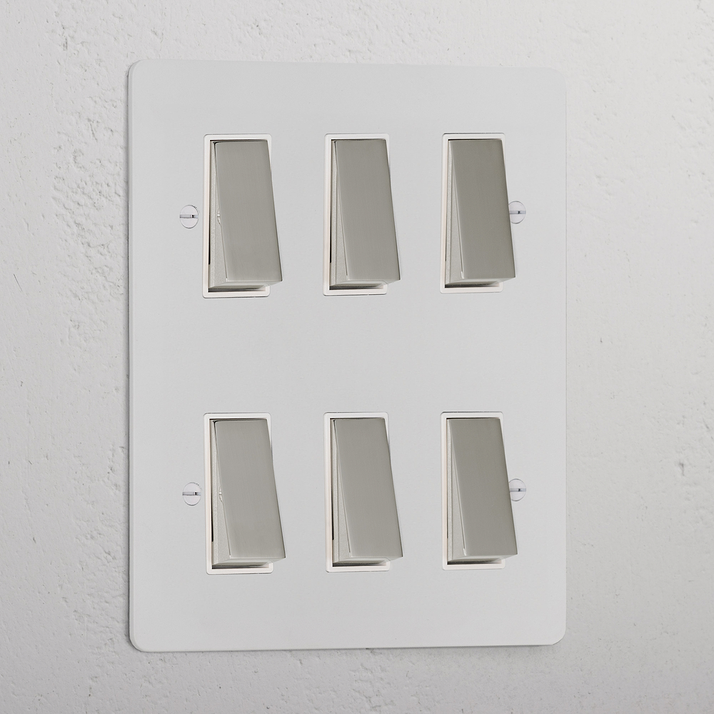 6G Two Way Rocker Switch - Paintable Polished Nickel | White