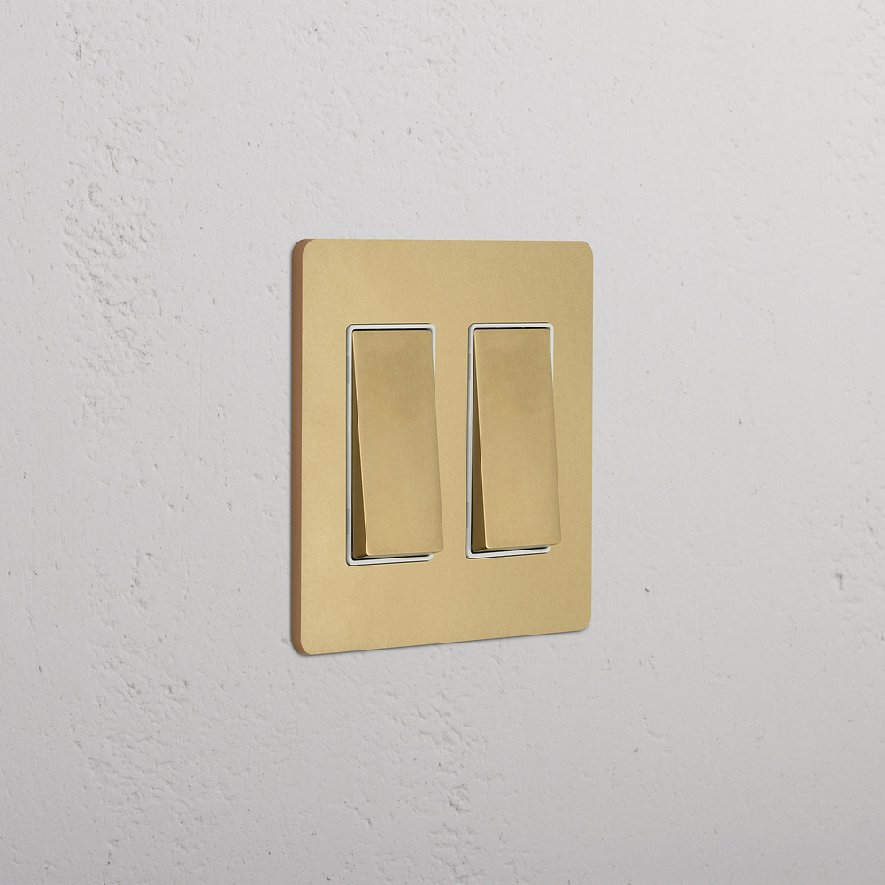 Grove 2G Rocker Switch - Antique Brass White