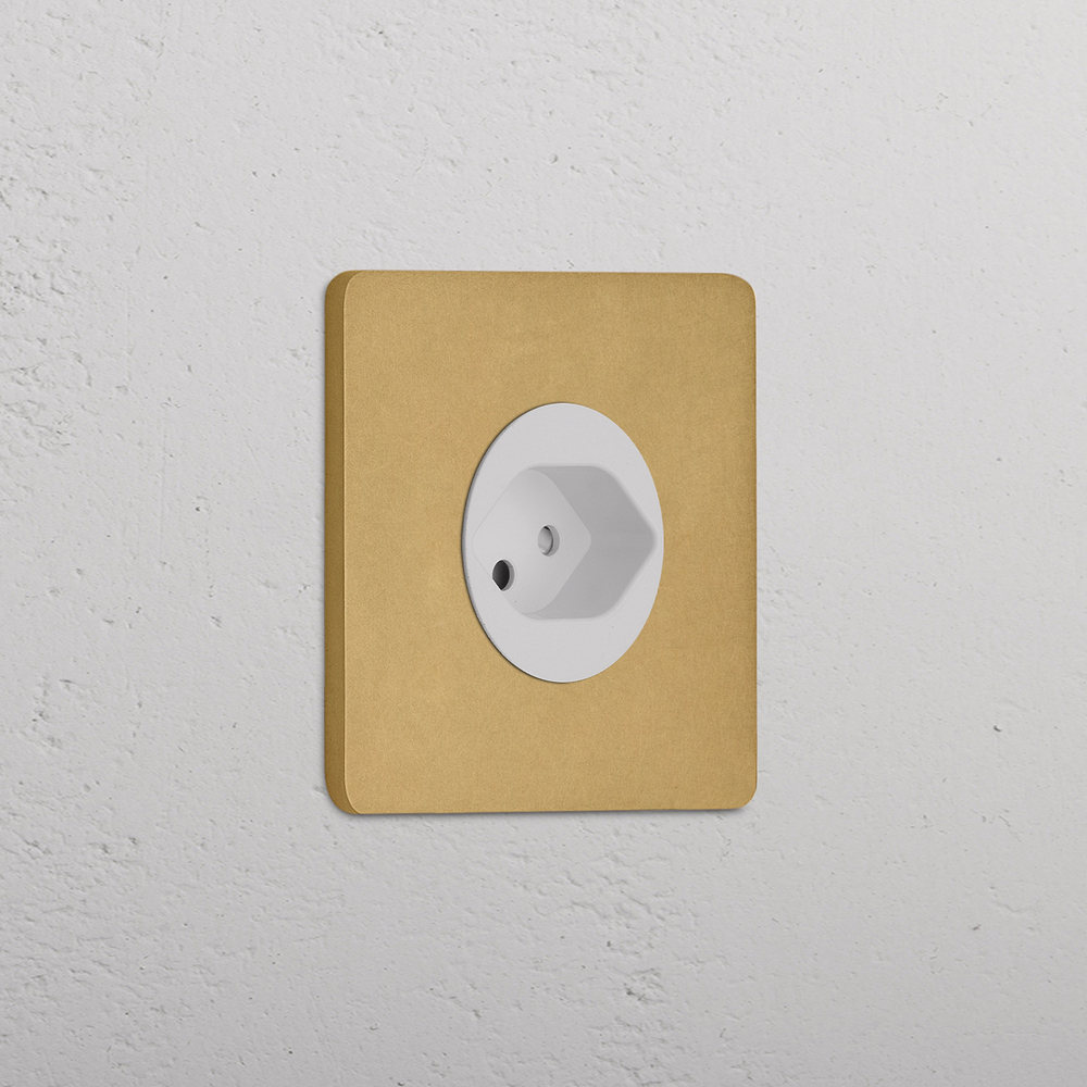 Grove Single Swiss Type J Socket - Antique Brass | White