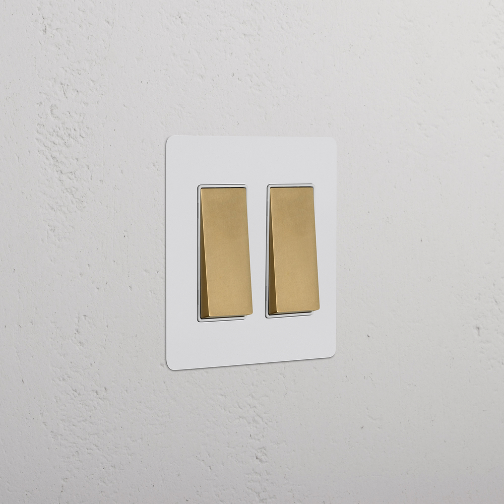 Kew 2G Rocker Switch - Paintable Antique Brass White