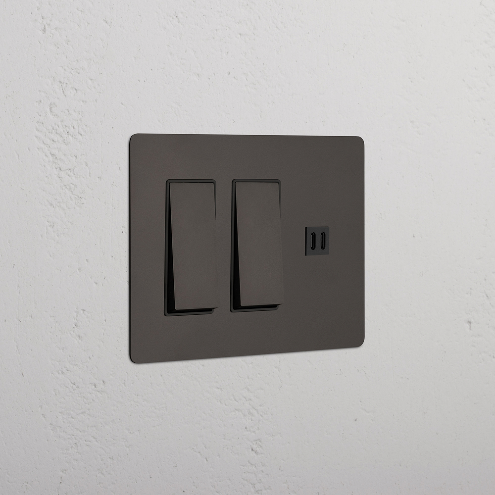 Kew 3G 2x Rocker Switch & Fast Charge USB - Bronze Black