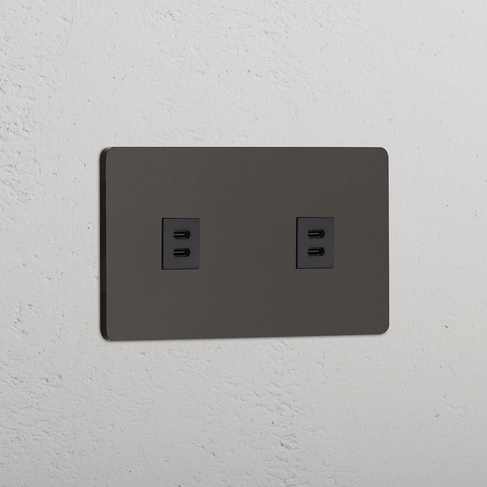 Grove Presa USB-C 30W Doppia 2x - Bronzo | Nero