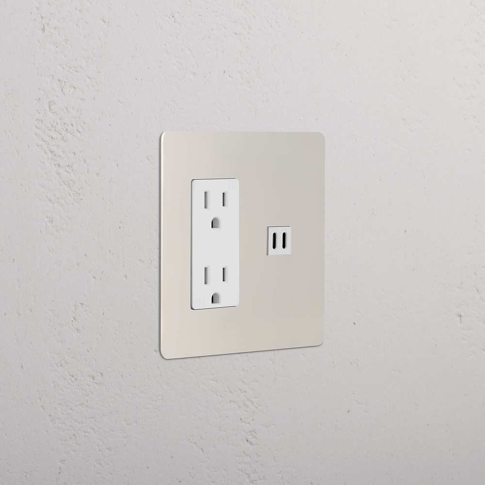Kew 2G Outlet & Fast Charge USB - Polished Nickel White