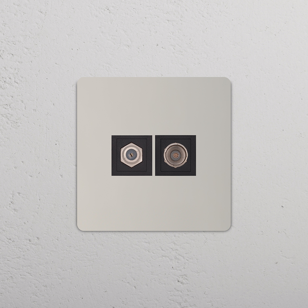 Grove Single Satellite & TV Socket - Polished Nickel | Black