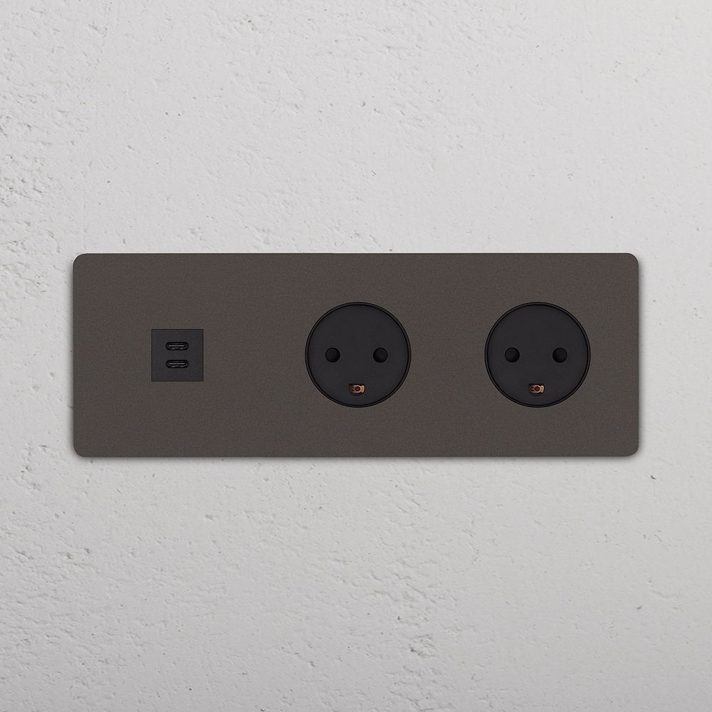 Grove Triple USB-C 30W & 2x Danish Type K Socket - Bronze | Black
