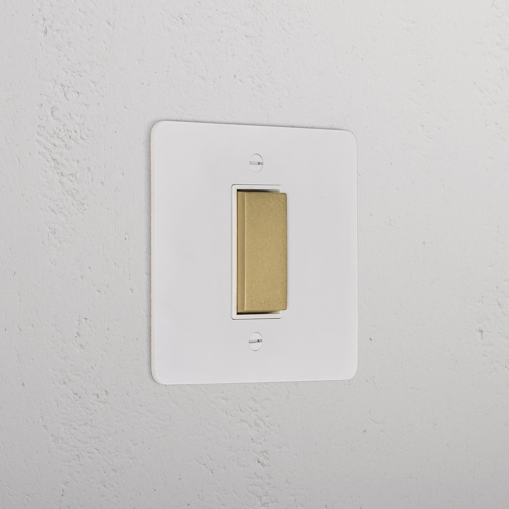 1G Centre Retractive Rocker Switch - Paintable Antique Brass | White