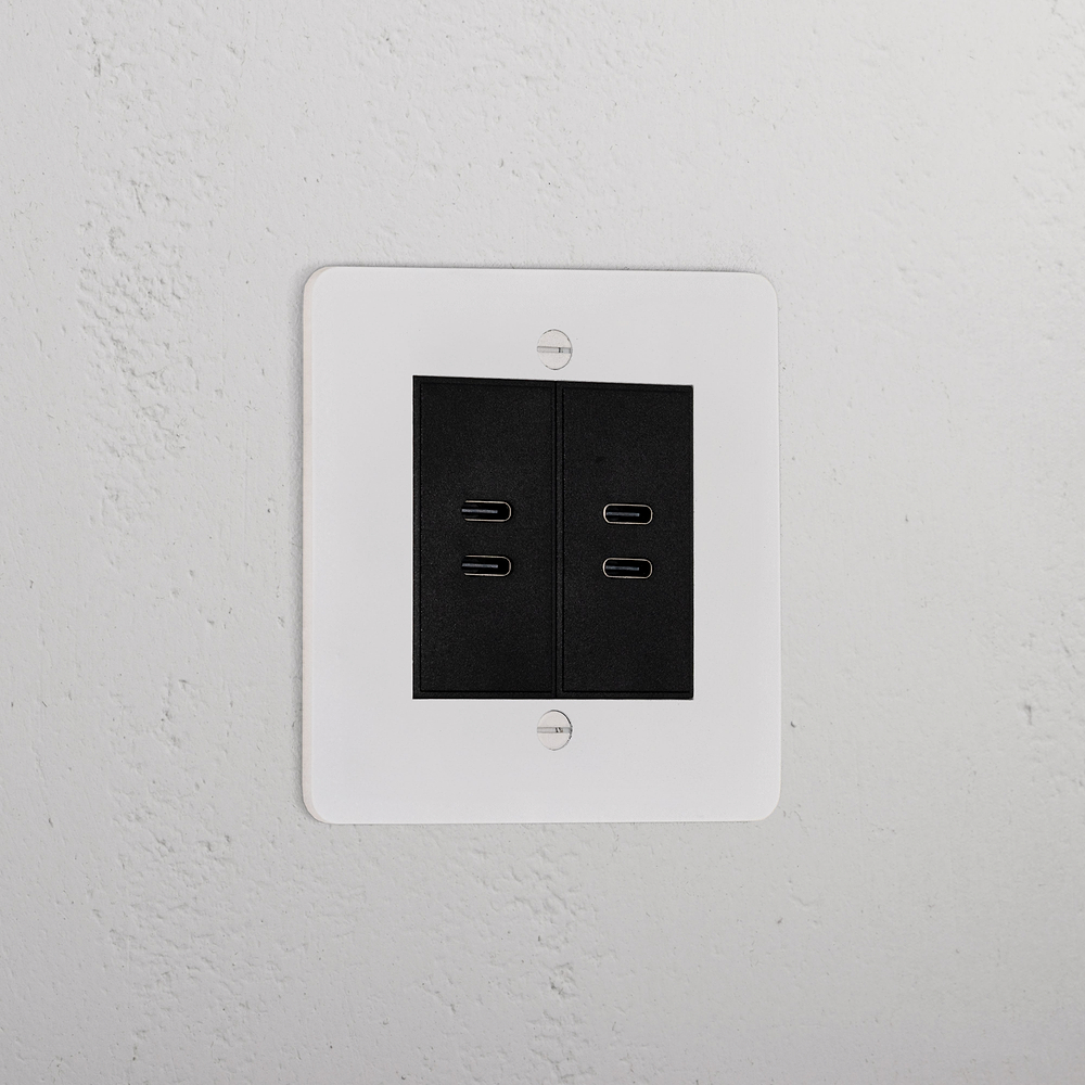 Single 2x USB-C+C Socket - Paintable | Black