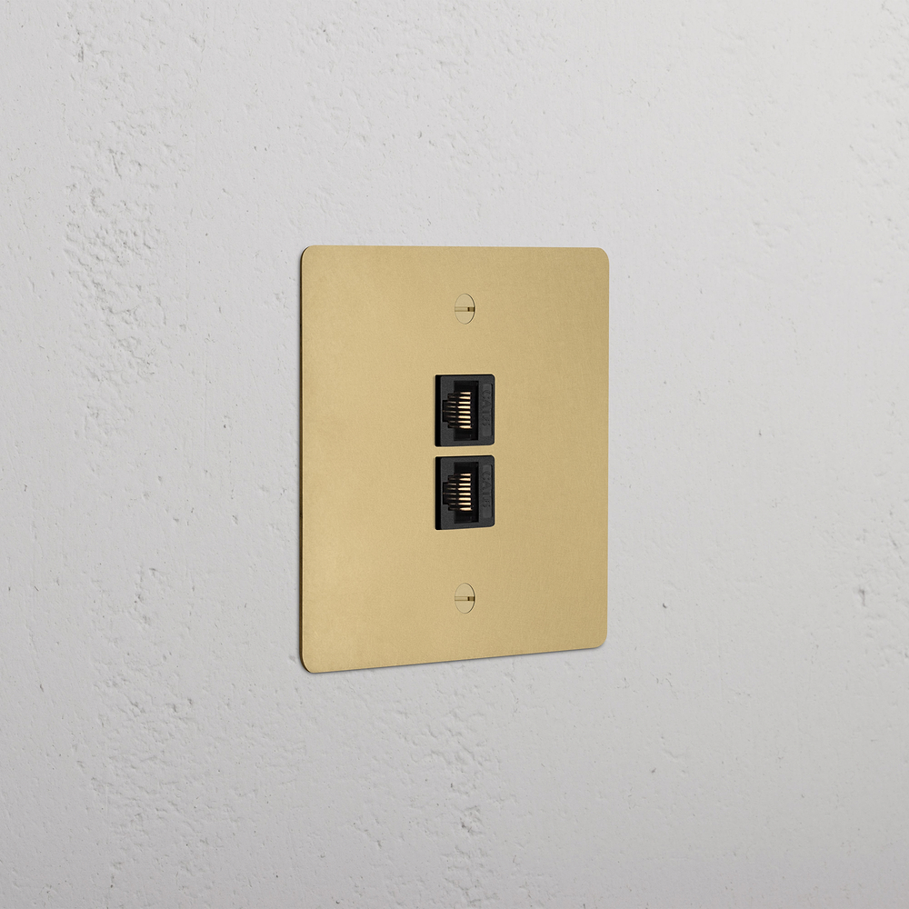 Single 2x CAT6 - Antique Brass | Black