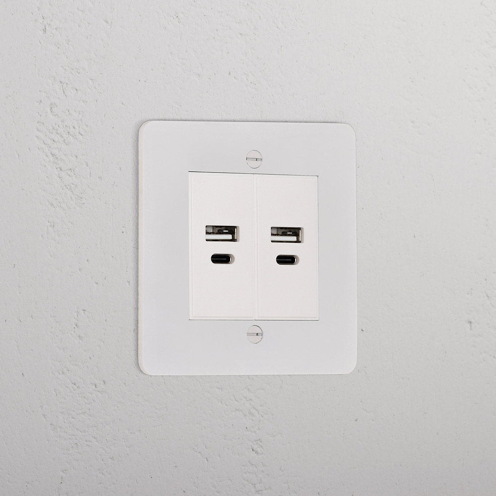 Single 2x USB-A+C Socket - Paintable | White