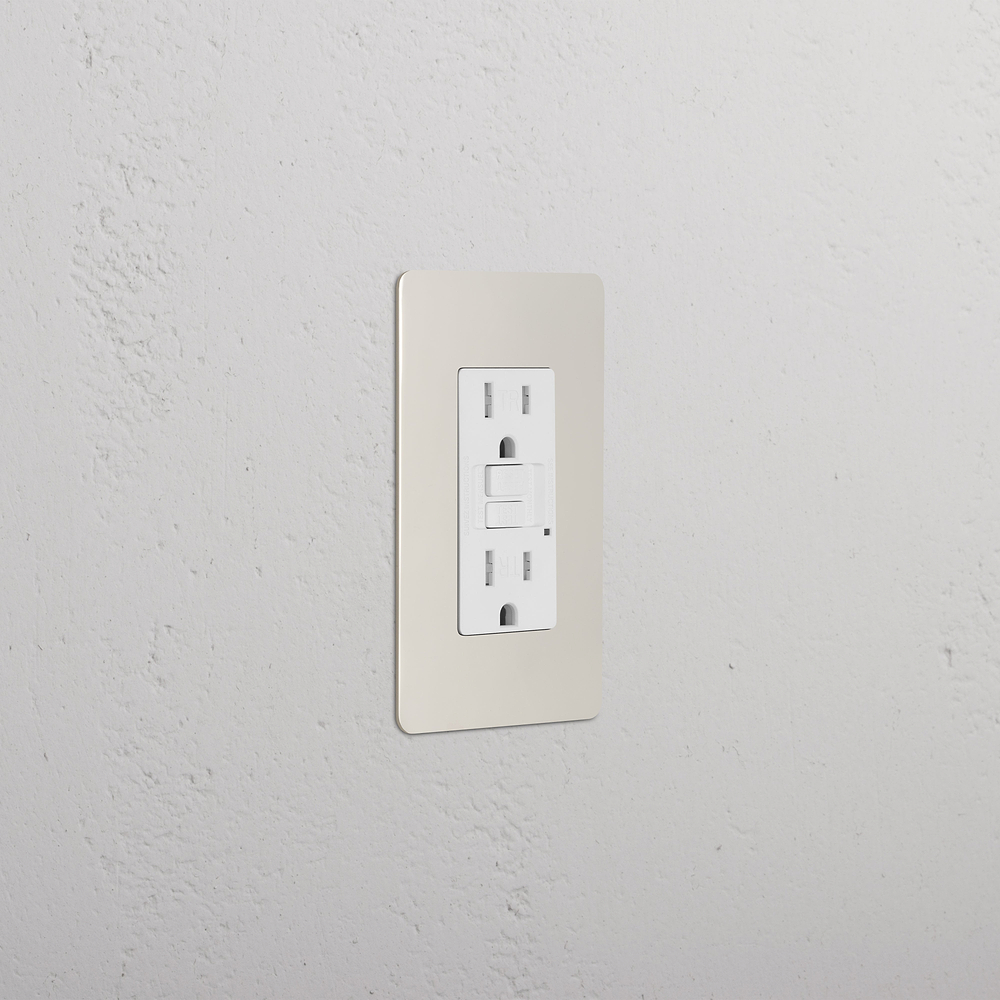 Kew 1G 15A GFCI Outlet - Polished Nickel White