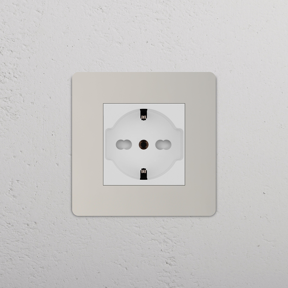 Grove Single Schuko/Bipasso Socket - Polished Nickel | White