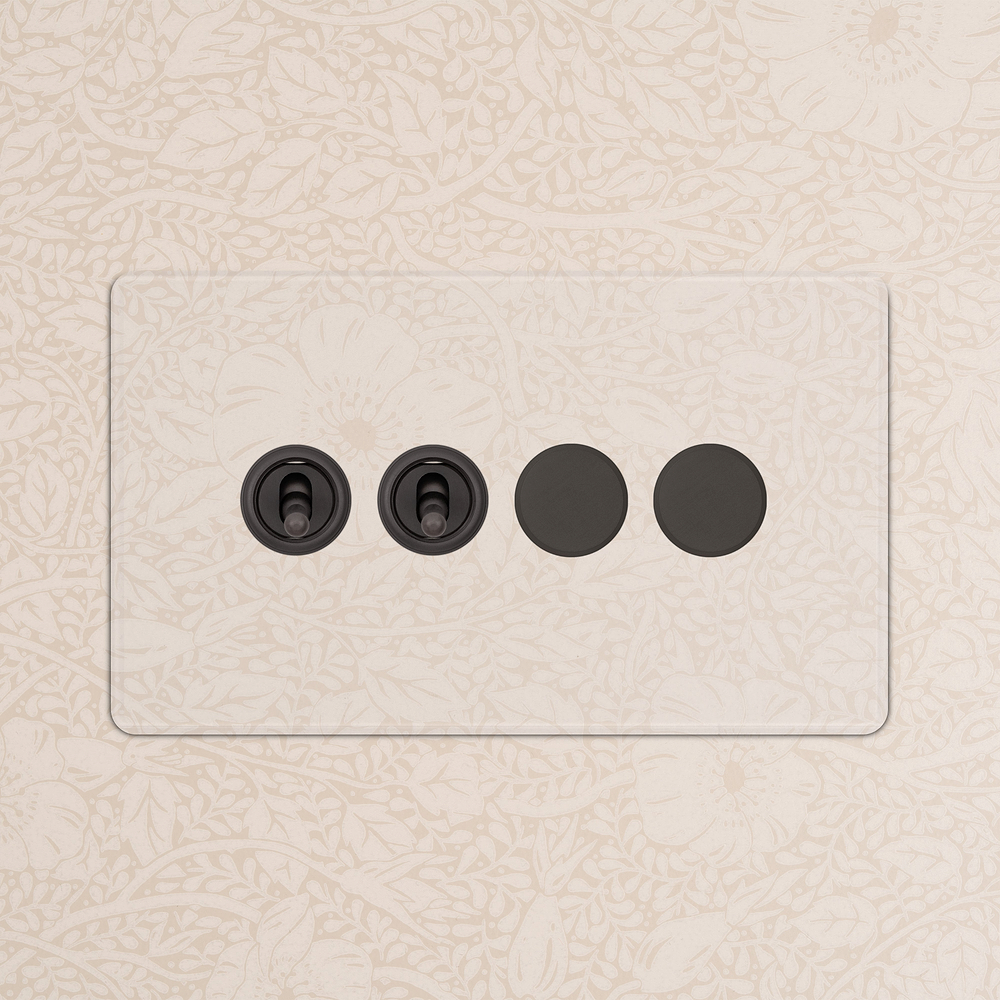 4G 2x Toggle Switch & 2x Dimmer Switch - Clear Bronze