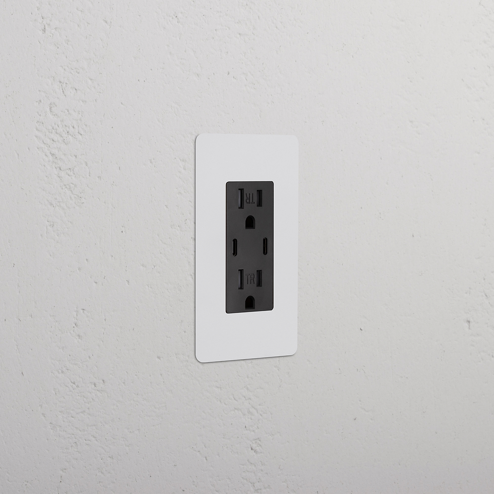 Kew 1G 15A USB Outlet - Paintable Black