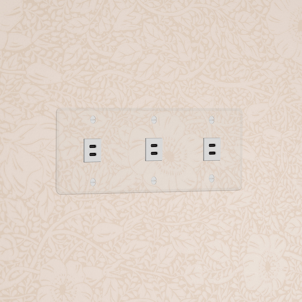 Kew Tomada USB-C 30 W de três vias tripla – Transparente | Branco