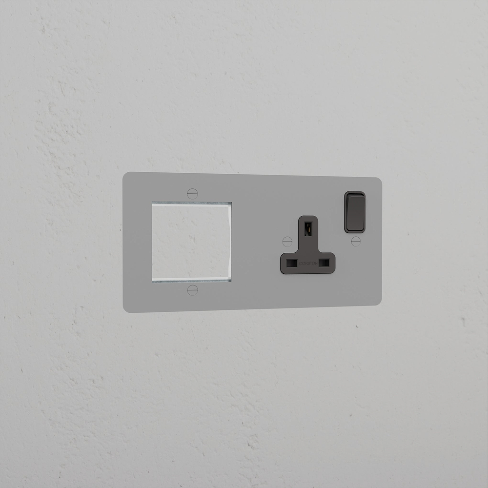 50mm Module & Single Socket Plate - Paintable | Black