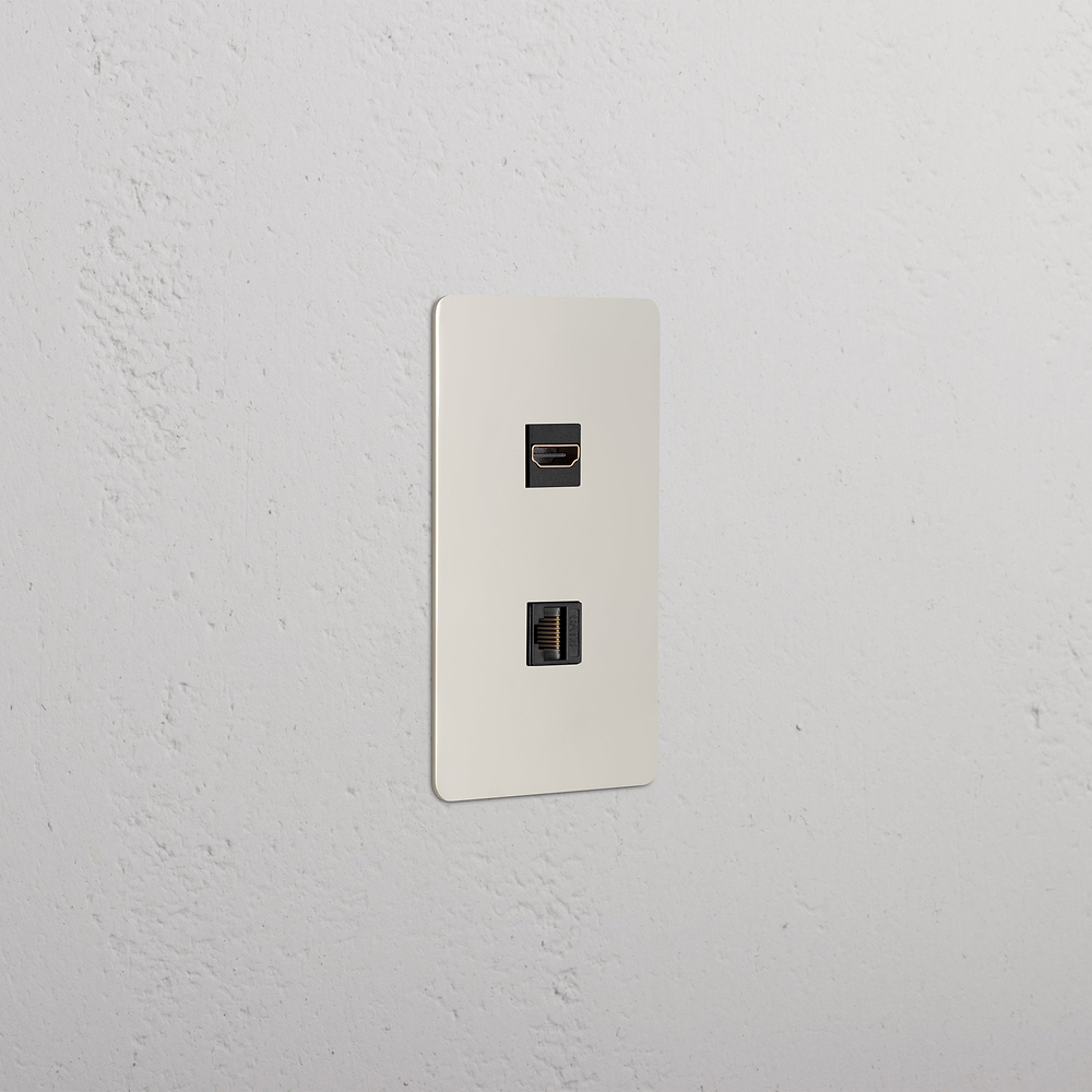Kew 1G HDMI & CAT 6 Keystone - Polished Nickel Black