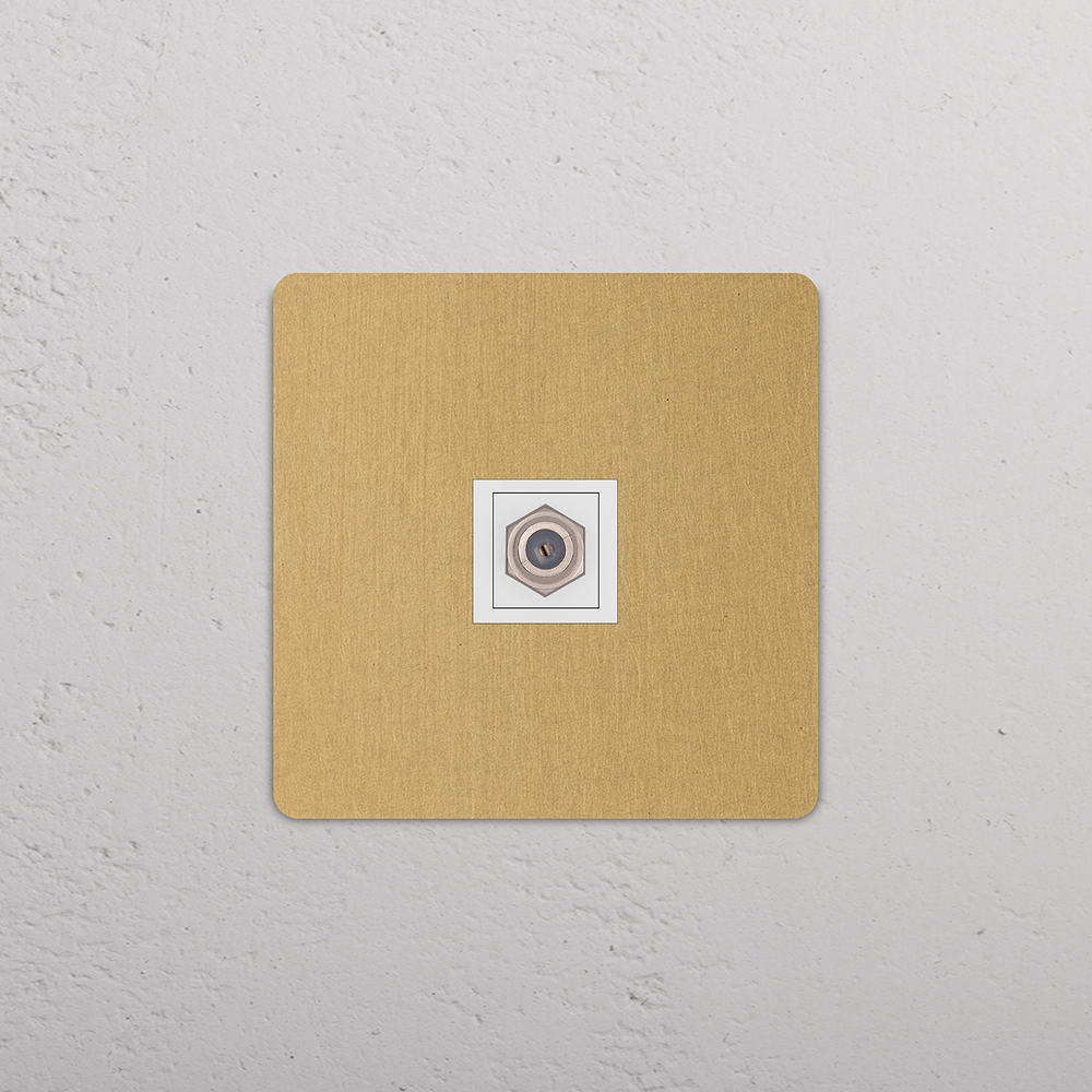 Grove Single Satellite Socket - Antique Brass | White