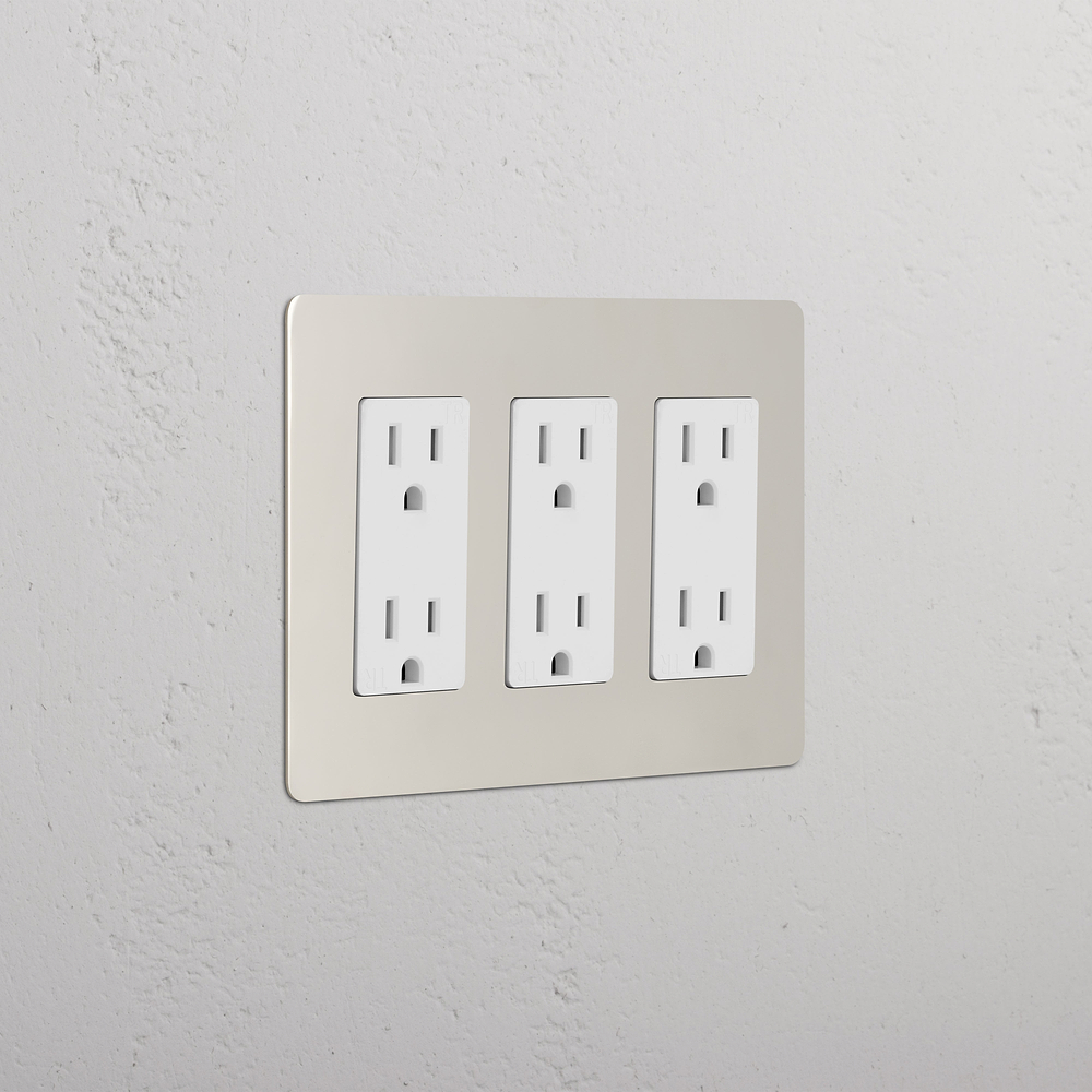 Kew 3G Outlet - Polished Nickel White