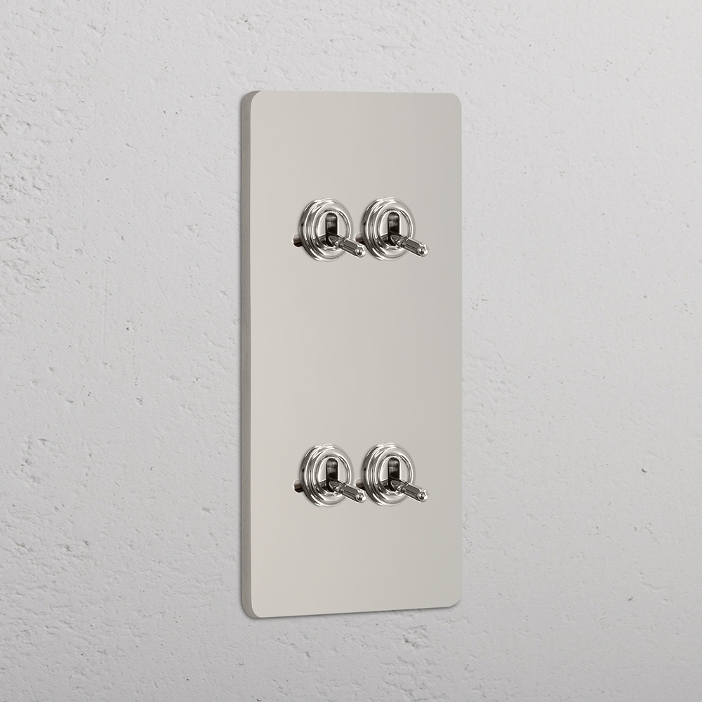 Grove Double 4x Vertical Toggle Switch - Polished Nickel