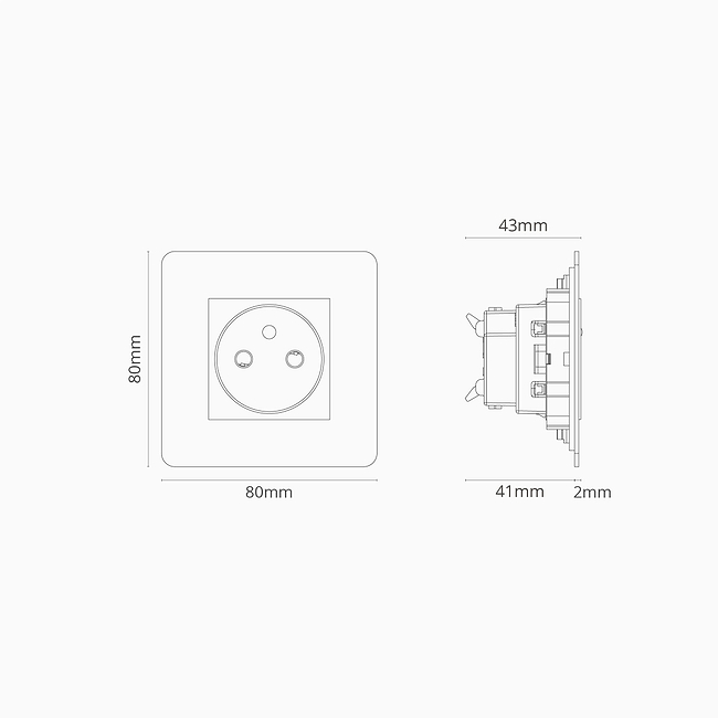 Kew Enkel Frans/Belgisch type E stopcontact - Antiek messing - Zwart