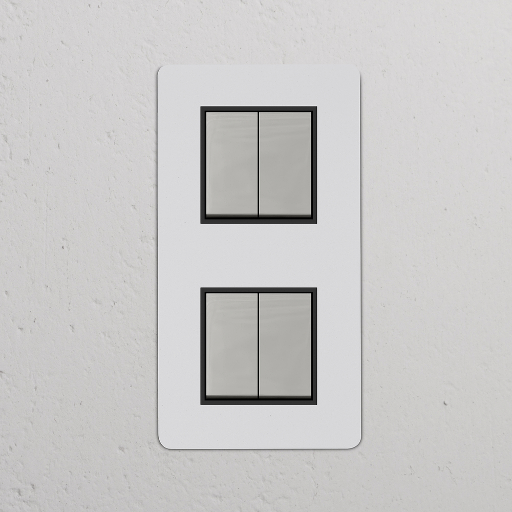 Kew Double 4x Vertical Rocker Switch - Paintable Polished Nickel | Black