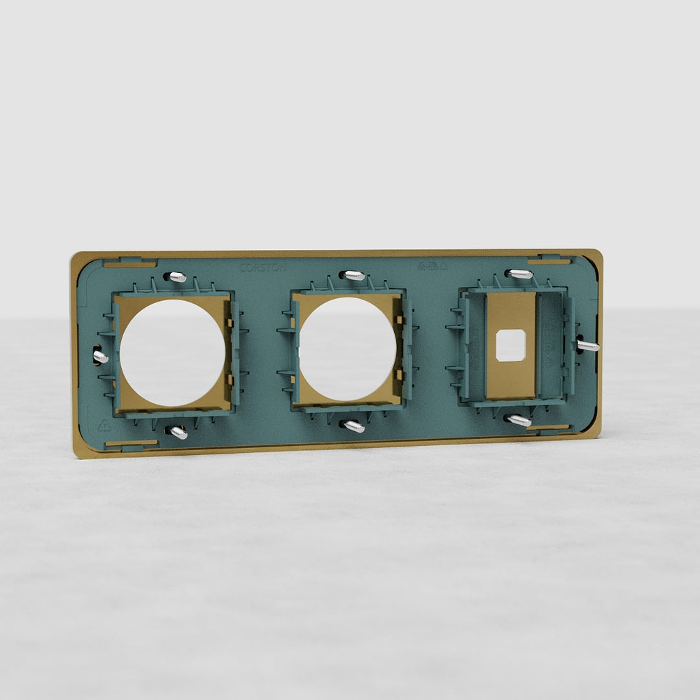 Grove Triple Switch & 2x Socket Plate - Antique Brass