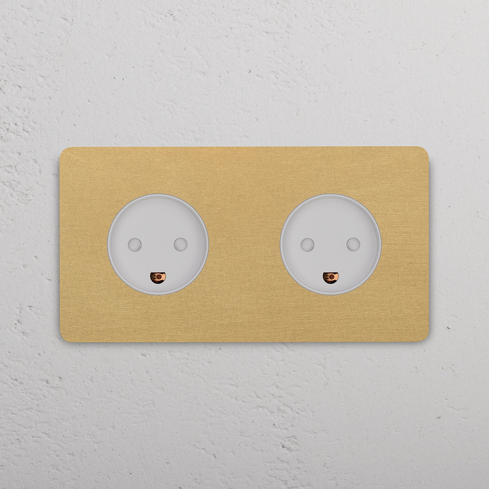 Grove Double 2x Danish Type K Socket - Antique Brass | White