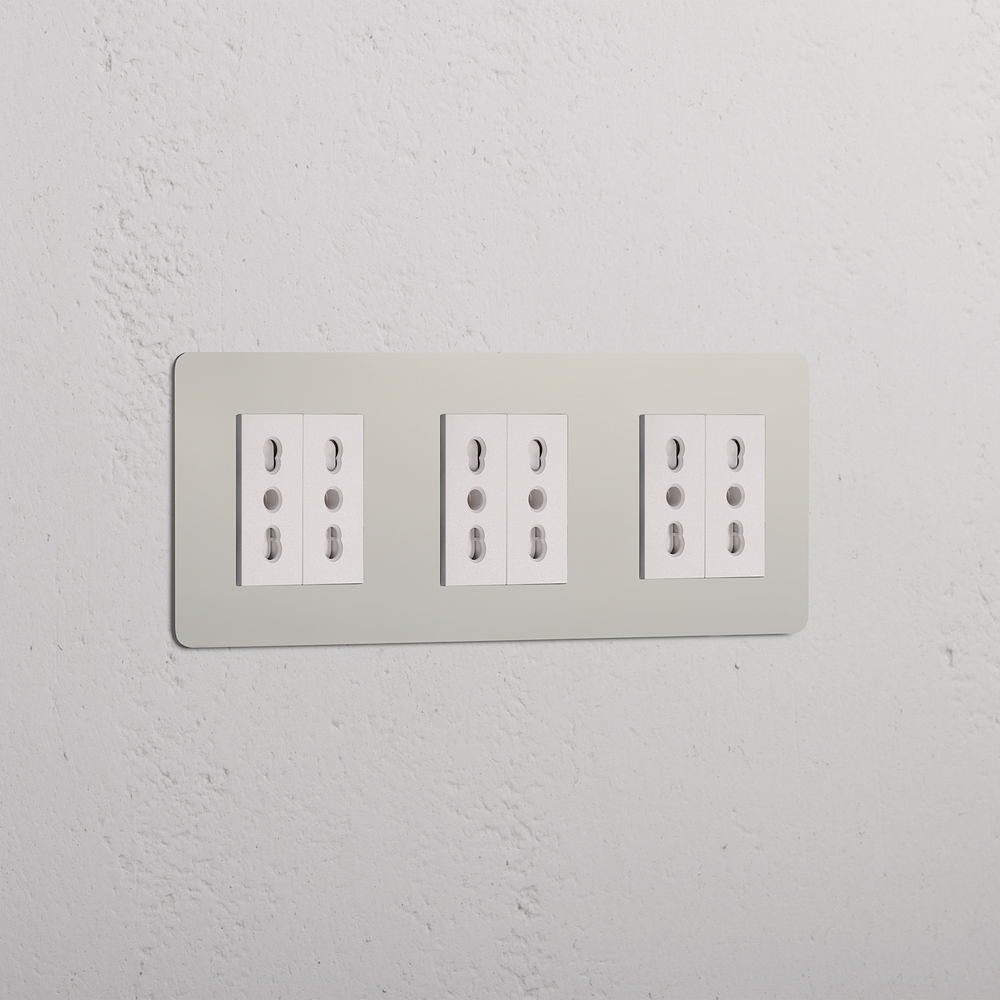 Kew Prise Bipasso x6 (Plaque Triple) - Nickel Poli | Blanc