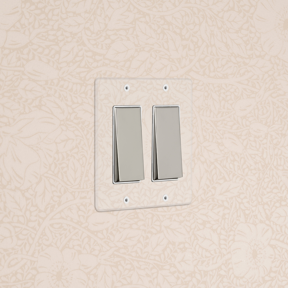 Kew 2G Rocker Switch - Clear Polished Nickel White