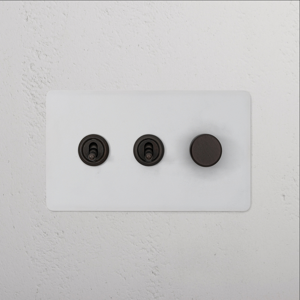 3G 2x Toggle Switch & Dimmer Switch - Paintable Bronze