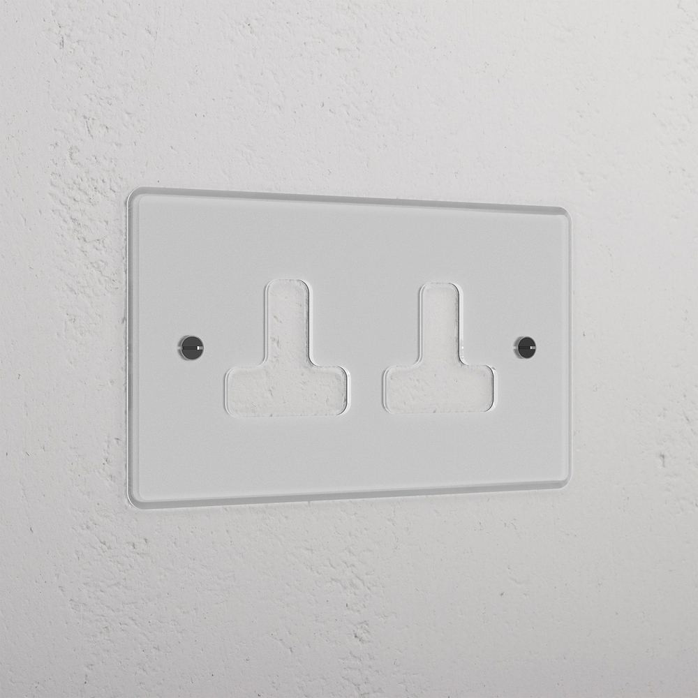 Double Unswitched Socket Plate - Clear