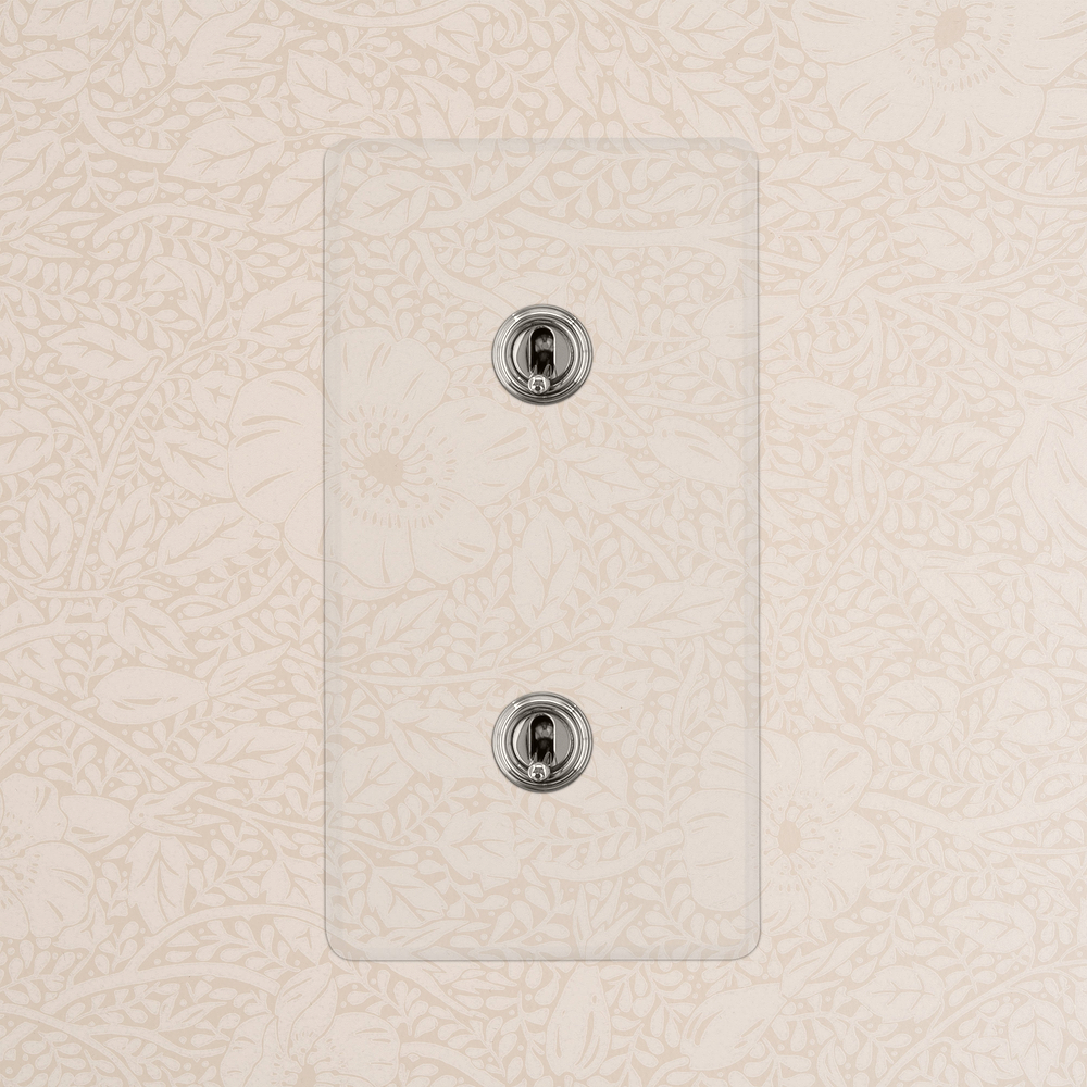 Kew Interrupteur à Levier Vertical x2 (Plaque Double) – Nickel Poli à Transparence