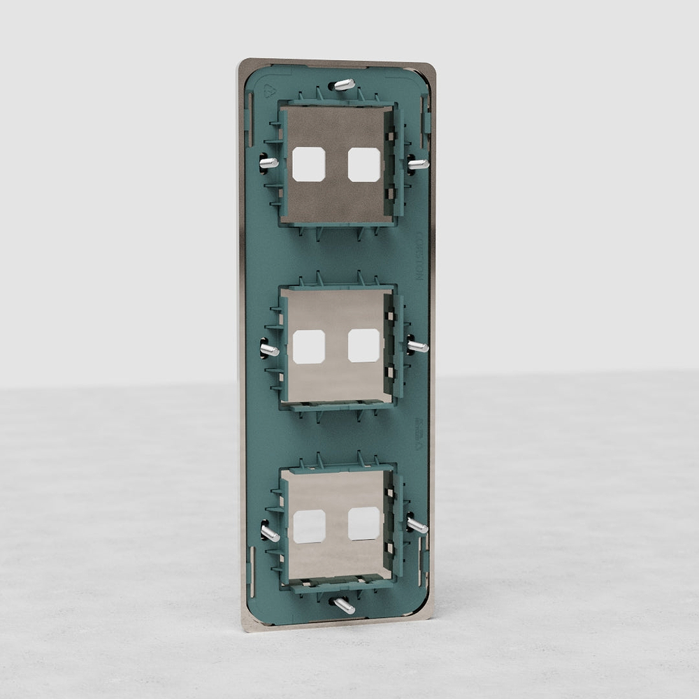 Grove Plaque Insert Interrupteur Verticale x6 (Triple) - Nickel Poli