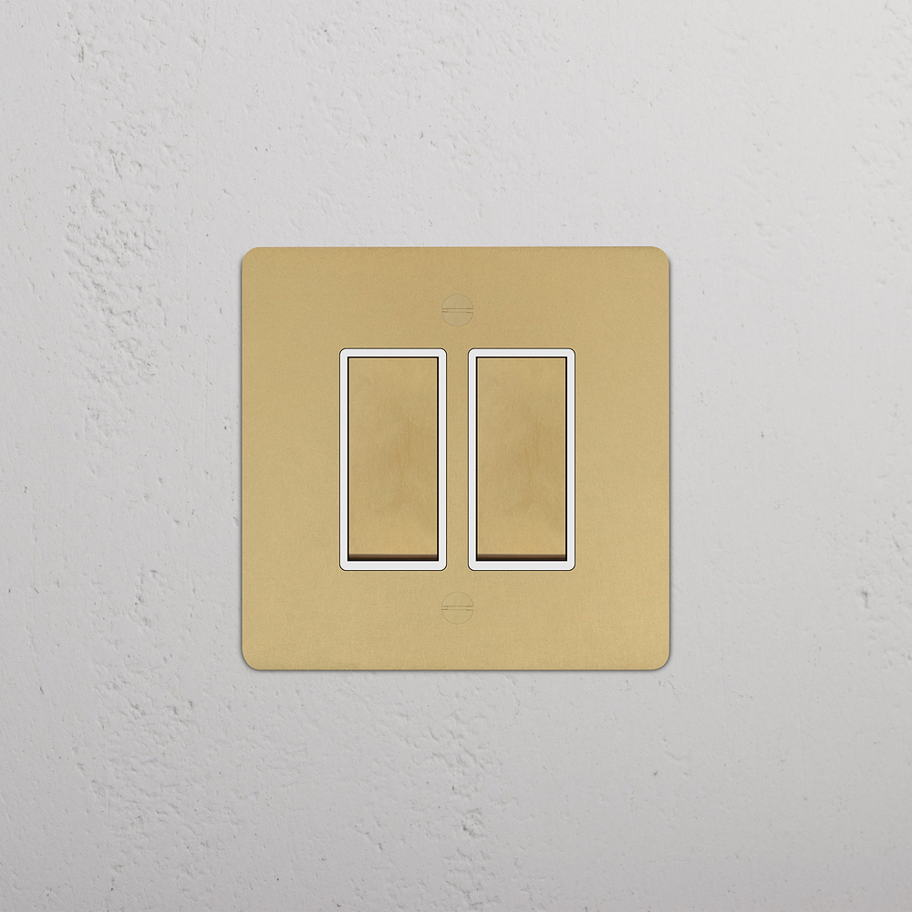 2G Two Way Rocker Switch - Antique Brass | White