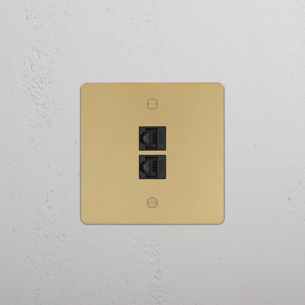 Single 2x CAT6 - Antique Brass | Black