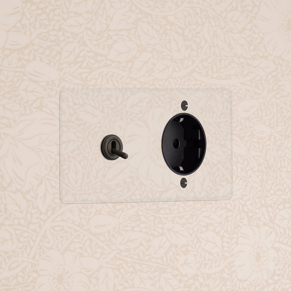 Kew Kipphebel & SchuKo-Modul (Typ F) je 1x in Zweifachrahmen – Transparent Bronze | Schwarz