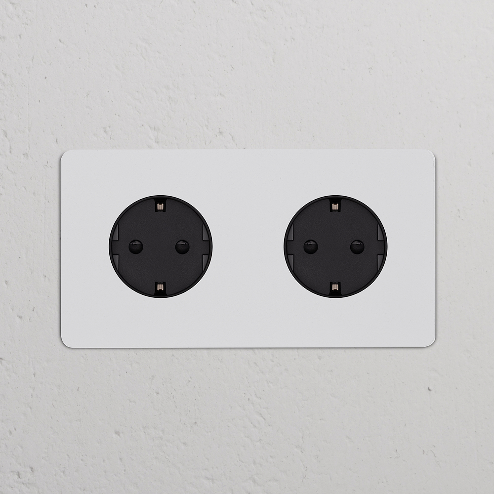 Kew Presa Schuko Tipo F Doppia 2x – Pitturabile | Nero