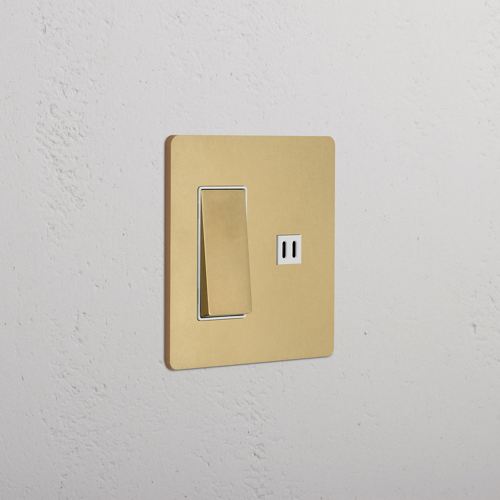 Grove 2G Rocker Switch & Fast Charge USB - Antique Brass White