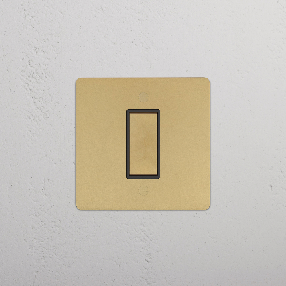 1G Centre Retractive Rocker Switch - Antique Brass | Black